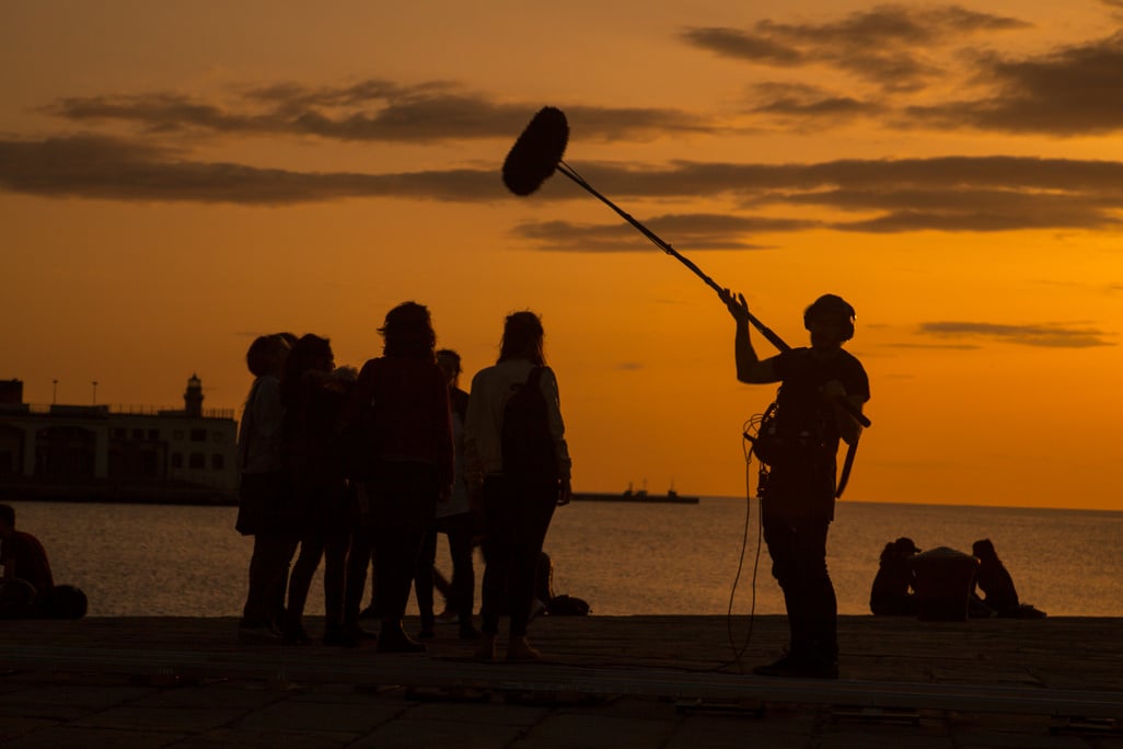 Film Crew Team Filming Movie Scene